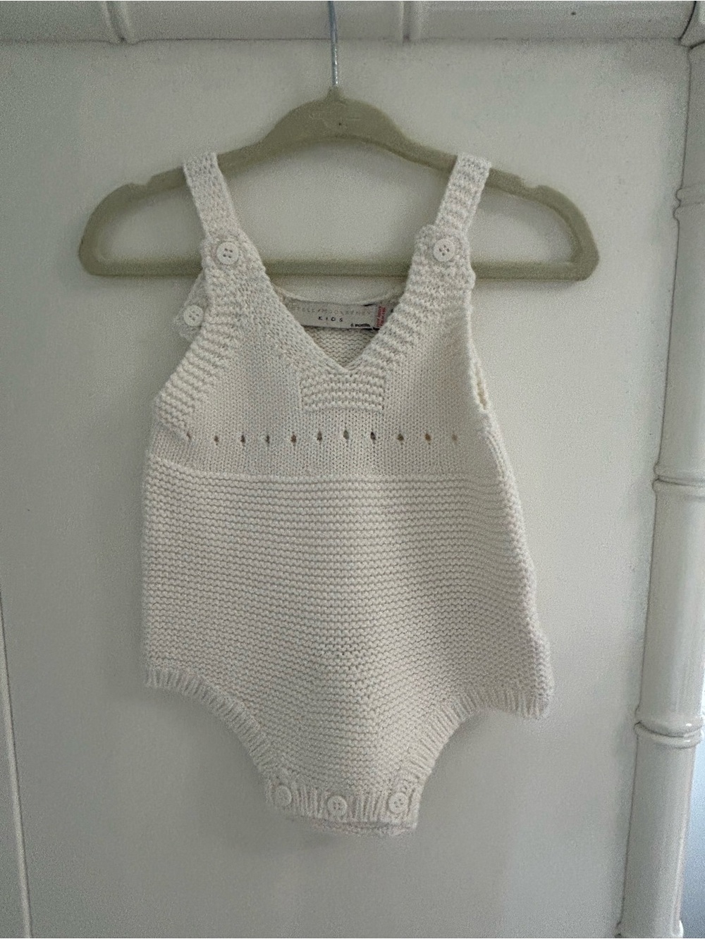 Stella McCartney Kids Cream Knit Romper with Button Straps